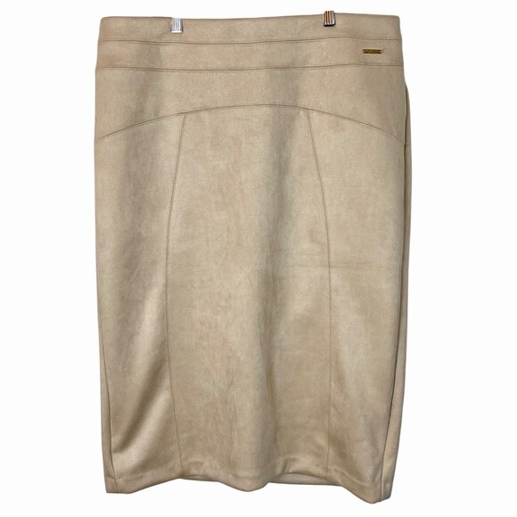 NWT's Marc New York Size XL Beige Full Control Waistband Pencil Skirt Faux Suede - Picture 1 of 8